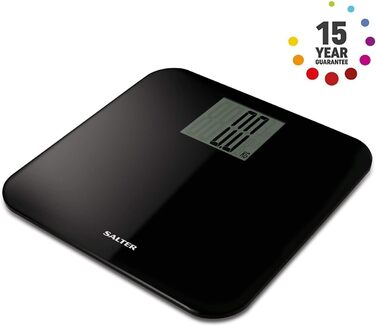 Електронна вага для ванної Salter 9049 BK3R, 250 кг, чорна, велика платформа, точне вимірювання, Step-On технологія