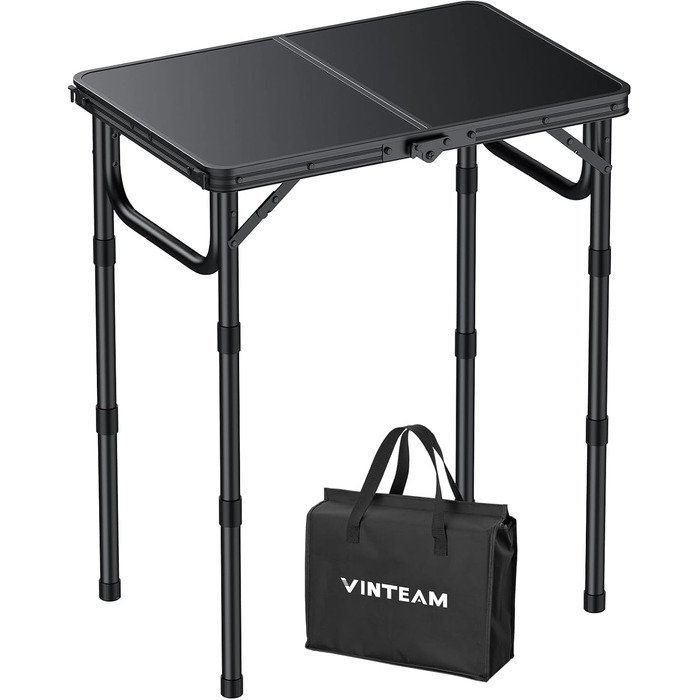 VINTEAM Стіл для пікніка та кемпінгу, регульована висота, складаний, 58x40 см