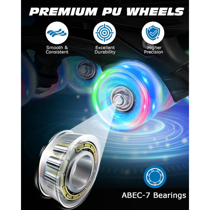 Ролики дитячі ролики для дівчаток та хлопчиків, 4 розміри, регульовані, для початківців, зручні, дихаючі, ролики для дітей, подарунок на Різдво та день народження, Roa-Violette (S, Blue-Black)