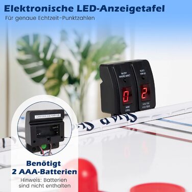 COSTWAY Аерохокейний стіл 42 дюйми з електронним LED-табло, 2 шайби, 2 ручки, 2 цілі, 106,5 x 53,5 x 30,5 см