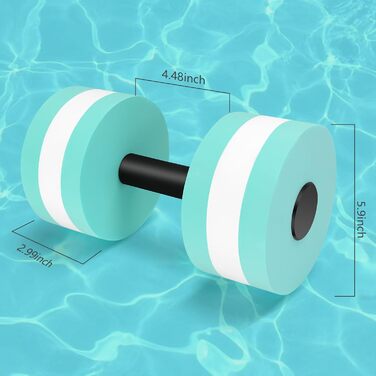 Водні гантелі для аквааеробіки, 2 шт. - пінопластові гантелі для плавання, для схуднення, блакитні