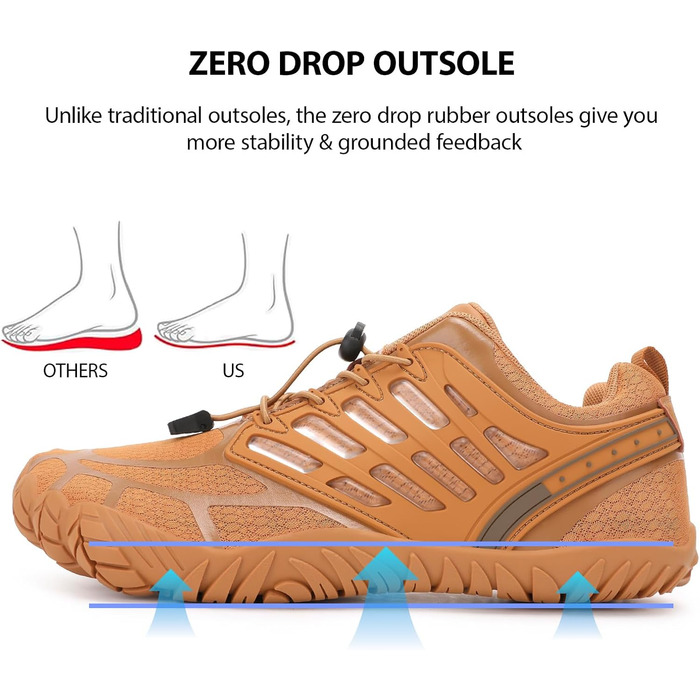 Чоловічі босі кросівки з широкою передньою частиною, Zero Drop, мінімалістичне взуття для тренувань, крос-тренінг, ходьби, хайкінгу, води, важкої атлетики, босі кросівки (42.5 EU, Кофе)