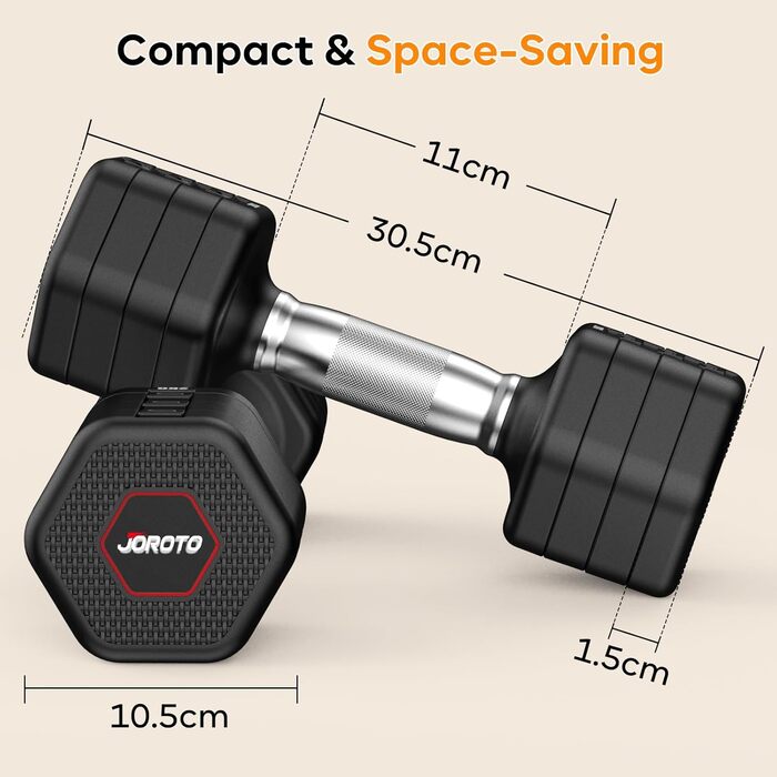 Набір гантелей JOROTO 4-в-1, регульовані гантелі, 2 шт., 2–5 кг, хромоване покриття, неслизький грип, для чоловіків та жінок, силові тренування, фітнес, домашні тренування (чорний)