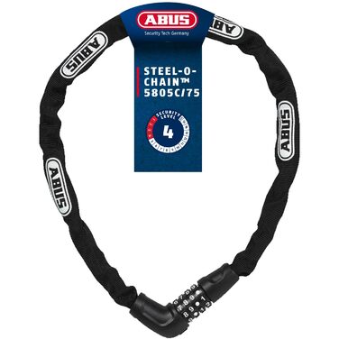 Замок ланцюговий ABUS Steel-O-Chain 5805C, 5 мм сталь, захисний рівень 4, чорний, 75 см