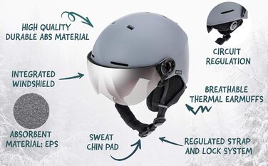 Шолом гірськолижний дитячий/жіночий/чоловічий Meteor, розмір M (55-58 см), сірий