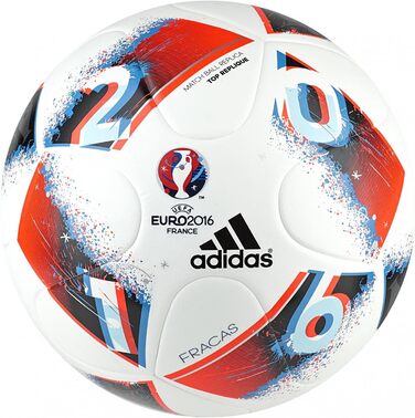 Футбольний м’яч adidas Euro 2016 Fracas Top Replica, розмір 5, біло-синьо-червоний, сріблястий