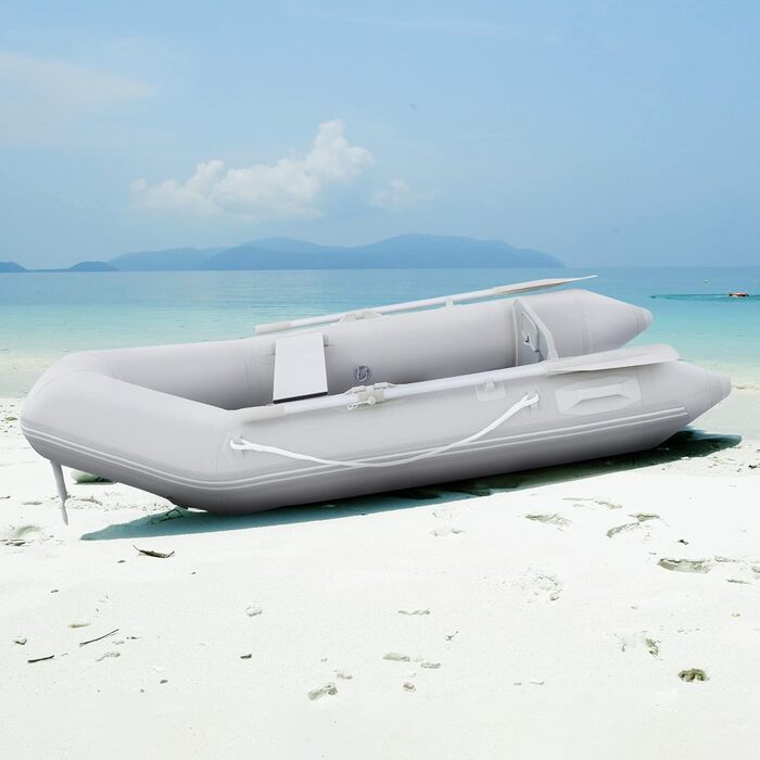 Надувне човен Dartmoor для 2 дорослих: сірий човен з алюмінієвим дном, веслами та насосом (230x130x33 см)