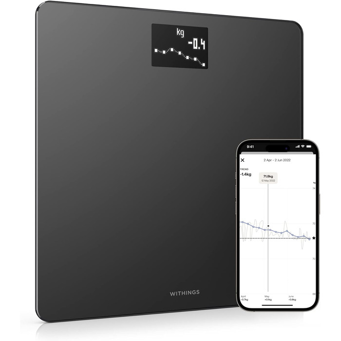 Розумні ваги Withings Body з Wi-Fi, BMI, синхронізація з додатком, чорні