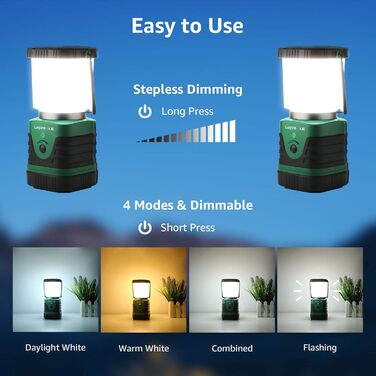 LED кемпінговий ліхтар: портативний, надяскравий, акумуляторний, з гачком та кріпленням, 4 режими яскравості, аварійне освітлення, для туризму, подорожей та надзвичайних ситуацій