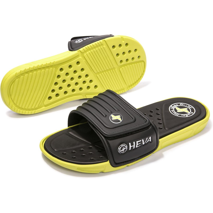 HEVA Шльпанці чоловічі літні сандалі (45 EU, чорний/лимонний)