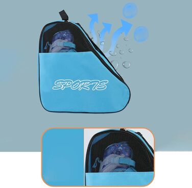 Сумка для ковзанів Baoblaze з регульованим плечовим ременем, дихаюча сумка для зберігання ковзанів, роликів, квадів (блакитна)