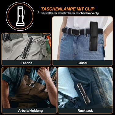 Ліхтар тактичний Relybo LED, 1000000 люмен, USB, 5 режимів, з чохлом, чорний