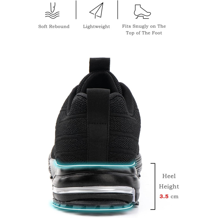 Кросівки Hitmars для чоловіків та жінок. Потужні спортивні кросівки для бігу та занять спортом. Чорний колір, розміри 36-48 EU. Модель N1