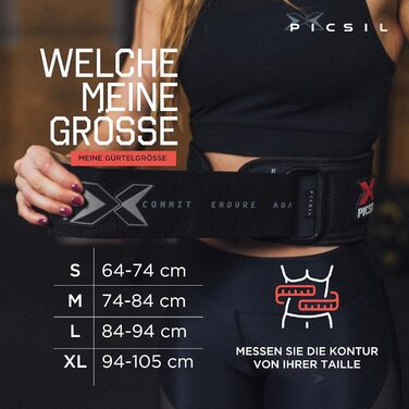 Підтягуючий пояс для важкої атлетики PICSIL, підтримка попереку, для ривку та поштовху, схвалений для змагань, з пряжкою, чорний