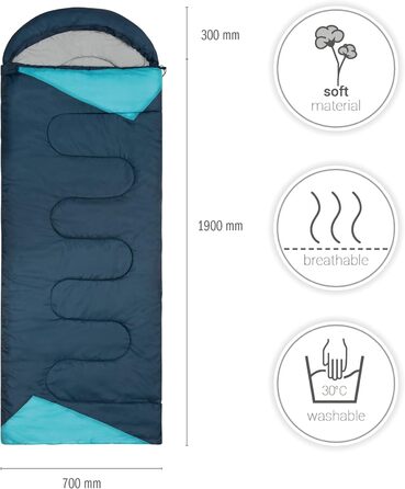 Спальний мішок Paco Home для дорослих та дітей: водонепроникний, дихаючий, 220x70x6 см (Блакитний)