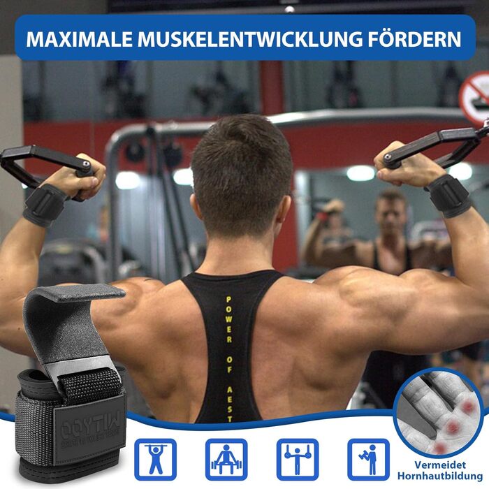 Навантажувальні петлі для важкої атлетики Zughilfen, фітнесу та пауерліфтингу, чорні. Підходять для чоловіків та жінок, для силового тренування, кросфіту та важкої атлетики.