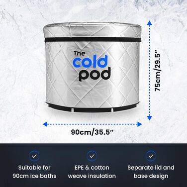 Кришка для крижаної ванни Cold Pod 320L: ізольована, срібна, з відбивачем UV-тепла, водонепроникна, з блискавкою, захист від погодних умов (90 см, кругла)