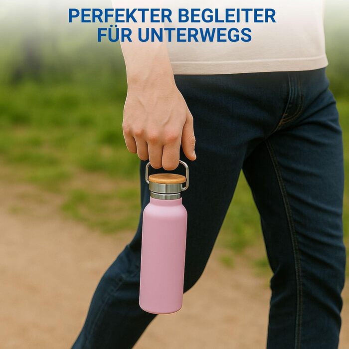 Сталева термофляка 500 мл з ручкою, фіолетового кольору: ізольована, не протікає, для роботи, спорту та піших прогулянок