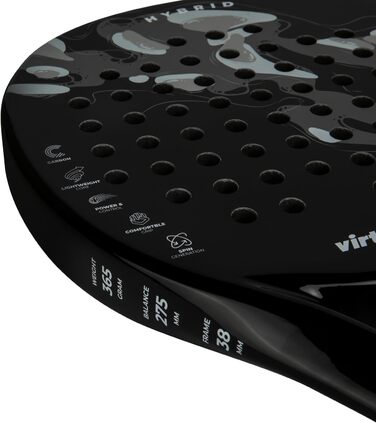 Плече ракетка VirtuFit для падел-тенісу: контроль, гібрид, для початківців та просунутих гравців, білий/срібний (Fusion Pro)