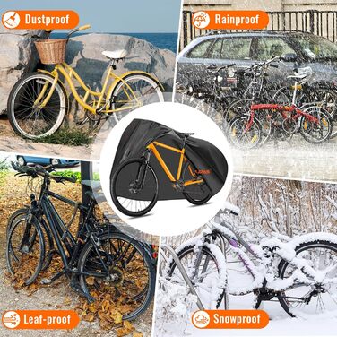 Водонепроникний чохол для велосипеда 210D Oxford, 200 x 110 x 70 cm, чорний. Захист від дощу, пилу та сонця. З отвором для замка та сумкою.