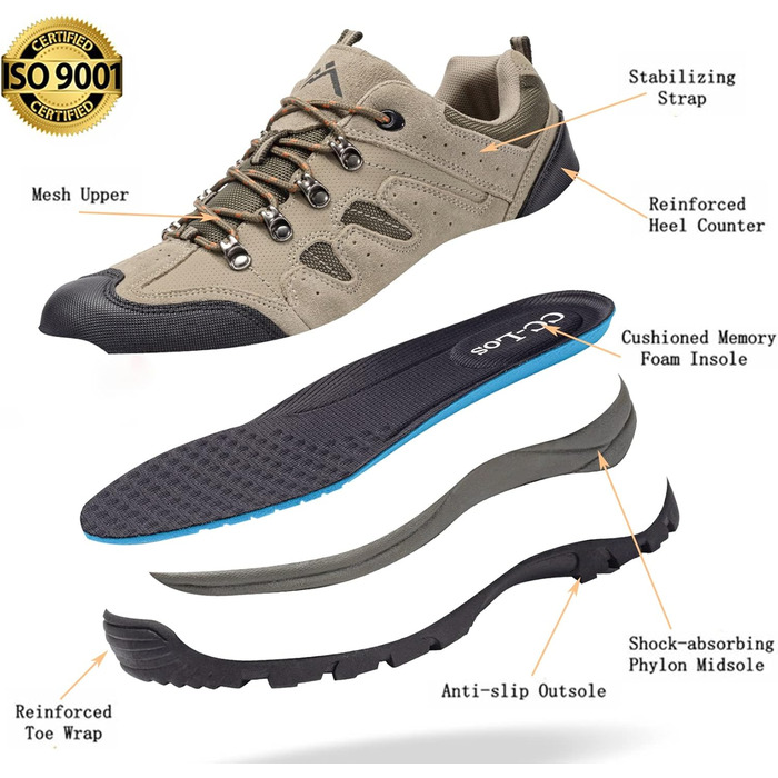 Черевики для хайкінгу CC-Los, водонепроникні, чоловічі, зручні, легкі, дихаючі, розмір 40-48, коричневі. Outdoor, водонепроникні