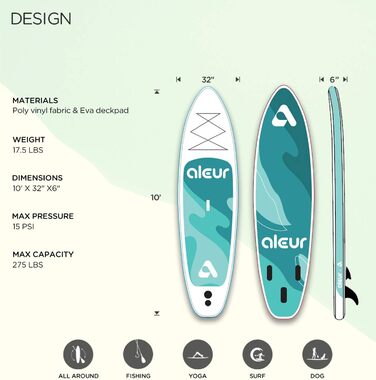 SUP дошка Aleur Explorer надувна з аксесуарами (рюкзак, весло, насос, ліш) 10'x32