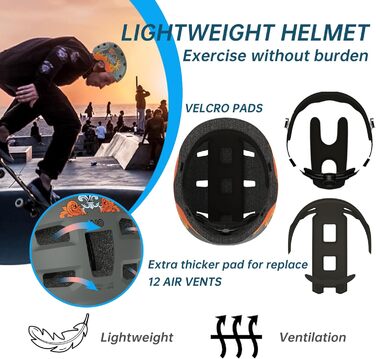 Шолом для скейтборду, самокату, BMX та електросамокату дитячий/унісекс Ultraleicht (Ультралегкий) Macaron Dinosaurier сірий L