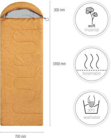 Спальний мішок Paco Home для дорослих та дітей. Дихаючий, водонепроникний, для кемпінгу та подорожей. Оранжевий, 220x70x4 см