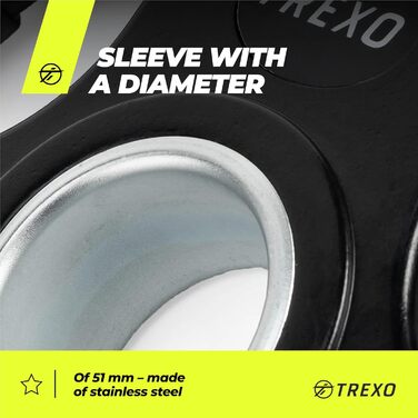 Диск для штанги TREXO з ручками, чавунний, 5 кг, покритий, для фітнесу, кросфіту, силових тренувань