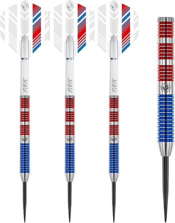 Дротики для дартсу WINMAU Wildcats 90% вольфраму 24 г з оперенням і стрижнями, призматична технологія, зважені для змагань