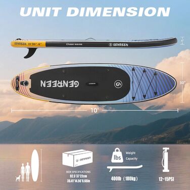 Надувне SUP-борд Extra Groß для всіх рівнів підготовки, 335x86 см, з аксесуарами, камера, 3 фіни