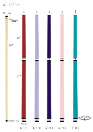 Чемпіон Серберус Ерос - професійний бик для більярду, 3-х частинний, 540-740 г, 22oz, TF-1 Red