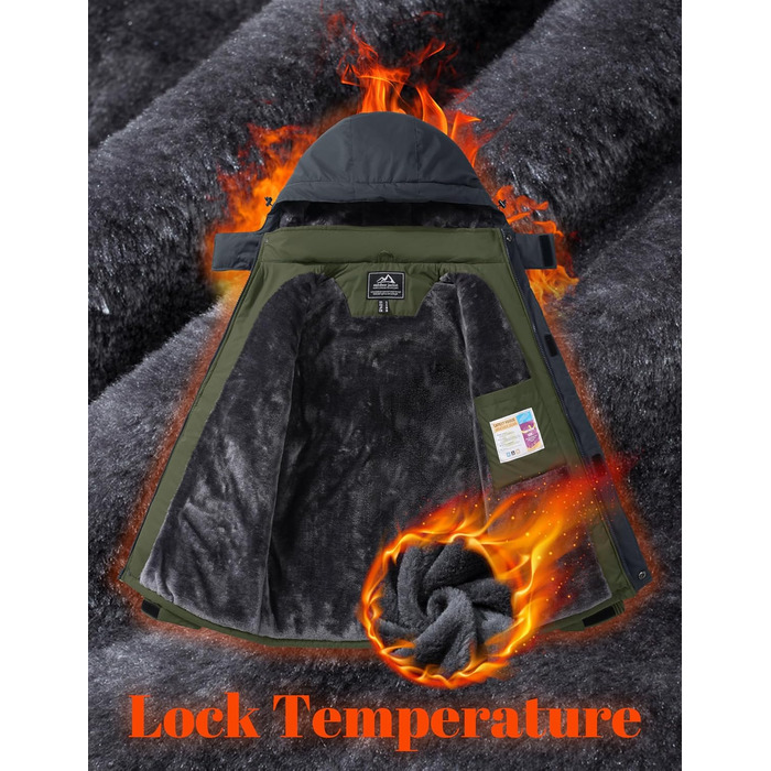 Зимова куртка MAGCOMSEN для чоловіків: тепла, водонепроникна, з капюшоном. Ідеальна для катання на сноуборді, активного відпочинку та роботи. Розмір XXL, колір хакі.