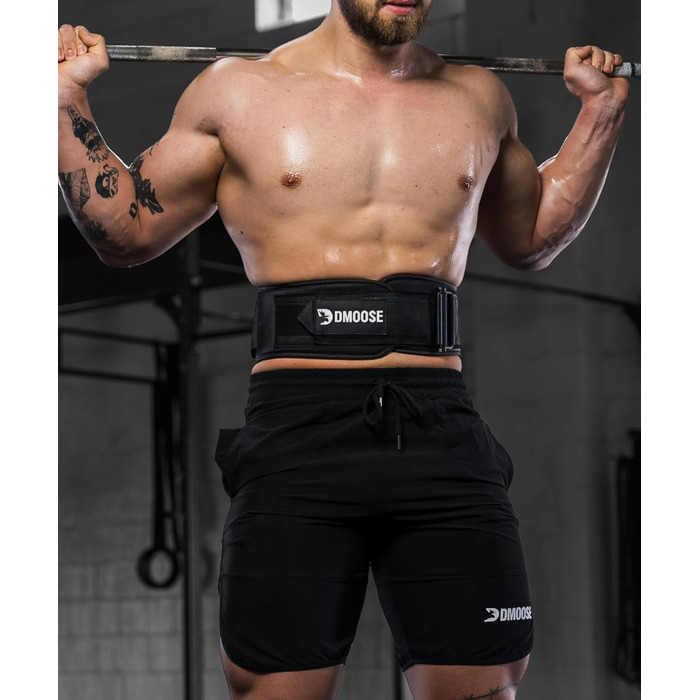 Пояс для важкої атлетики DMoose з системою самоблокування - для чоловіків та жінок - для фітнесу, важкої атлетики, бодібілдингу, кросфіту (зелений, обхват талії 93-101 см (Large))