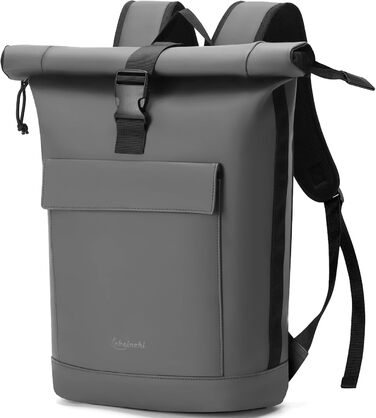 Рюкзак Lekeinchi Rolltop для жінок і чоловіків, водонепроникний, з відділенням для ноутбука 17 дюймів, великий міський рюкзак для подорожей, навчання, роботи, сірий