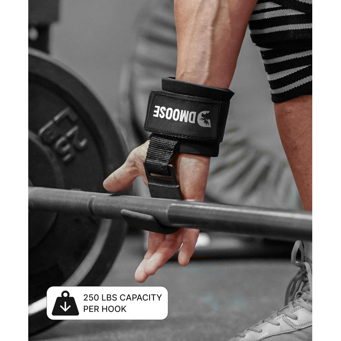 Набори для тяги DMoose Fitness для чоловіків та жінок (пара) - міцний нейлон з ремінцями на зап'ясті 8 мм - допоміжні засоби для тренажерного залу для пауерліфтингу та станової тяги - ручки для силових тренувань, червоні