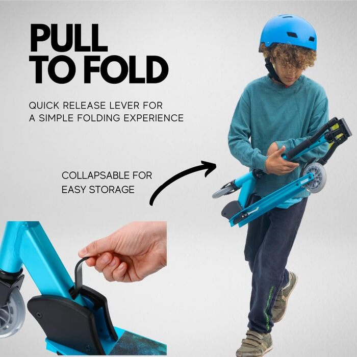 Дитячий самокат BOLDCUBE Deluxe на 2 колеса, складаний, для дітей 6-14 років, регульована висота керма 60-90 см, без монтажу