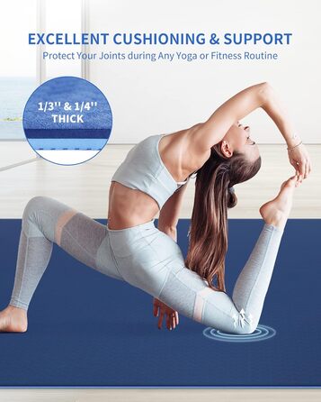 Йогамат CAMBIVO XXL: 183x122 см, 6-12 мм, TPE, з рушником