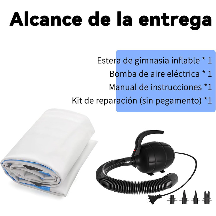 Килимок для гімнастики DOBESTS Airtrack Matte, 500x100x20 см, блакитний, з насосом та сумкою