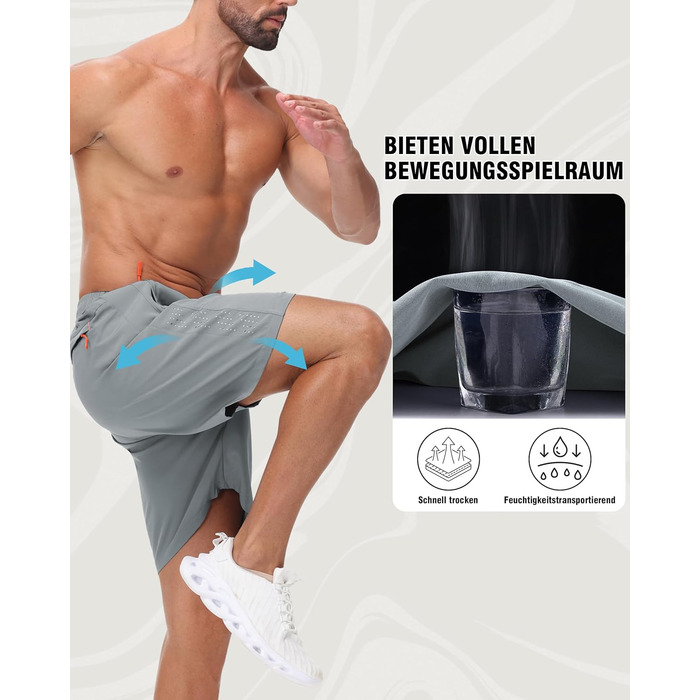 Чоловічі спортивні шорти для фітнесу та занять спортом (2 шт.) - чорний/світло-сірий, XXL