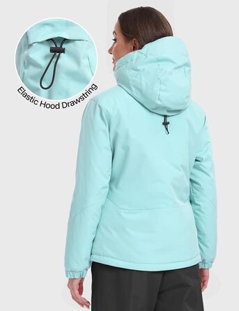 Жіноча лижна куртка GEMYSE з інтегрованими захисними ременями, тепла зимова куртка, водонепроникна, вітронепроникна та дихаюча, для активного відпочинку на природі (Morgenvioett, S, Wasserblau)