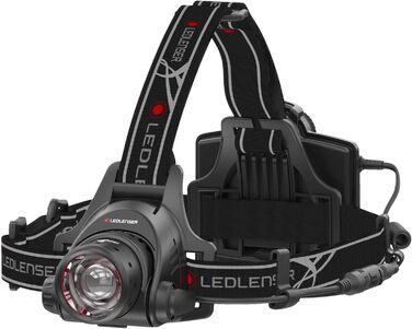 Ліхтар налобний LED Ledlenser H14R.2, акумуляторний, 600 люмен, регульований фокус, до 120 годин роботи, червоне заднє світло, поворотний, USB, 18650