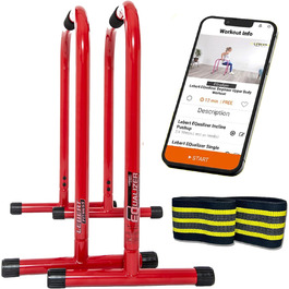 Тренувальні бруси Lebert Fitness Equalizer з еспандером, червоні, розмір L