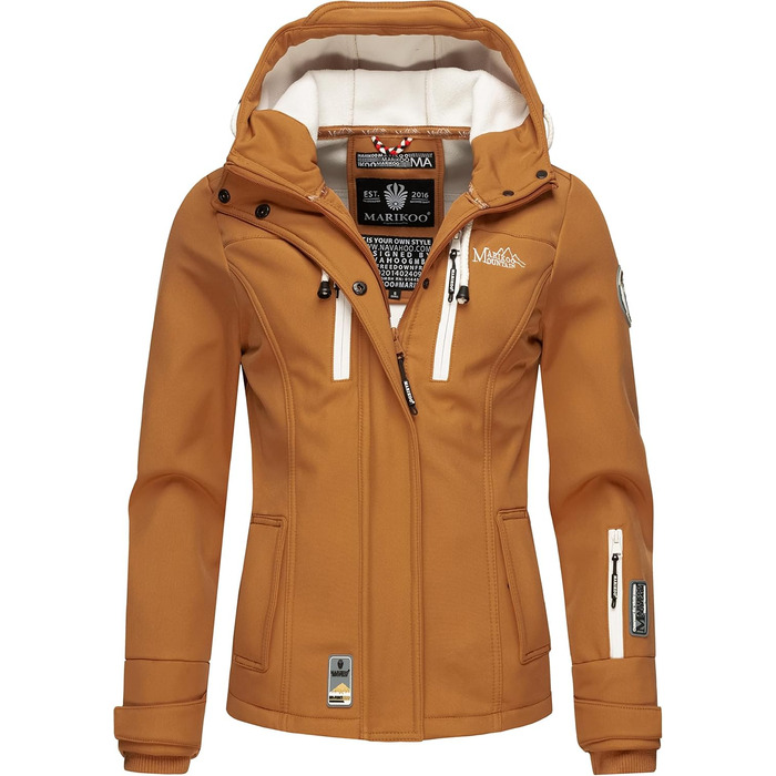 Жіноча демісезонна куртка-софтшелл MARIKOO з капюшоном, колір Caramel Brown, розмір XXL