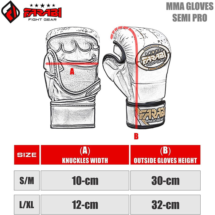 MMA рукавички Farabi Sports з регульованою підтримкою зап'ястя, відкритою долонею, для спарингу, муай-тай, кейдж-файту, для чоловіків і жінок