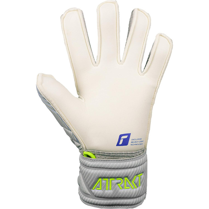 Воротарські рукавички Reusch Attrakt Grip Finger Support Junior, унісекс, зовнішній шов, grip-латекс, для всіх типів покриття, розмір 5.5, сірі/жовті