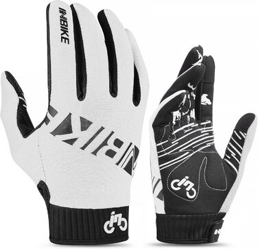 Рукавички для гірського велосипеда INBIKE з силіконовим покриттям, дихаючі, з підтримкою сенсорного екрану, для MTB, шосе та outdoor активностей (білі, L)