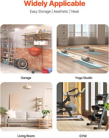 Стенд для зберігання та підтримки йогаматів та гантелей VEVOR - мобільний, з колесами та гачками, для домашніх тренувань