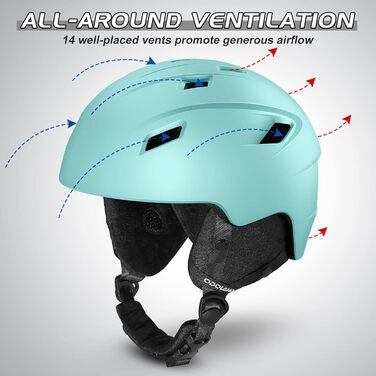 Шолом для сноуборду та гірських лиж Odoland з маскою, блакитний, M (55-59 см)