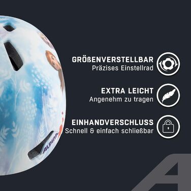 Дитячий велошолом ALPINA Hackney з LED, Frozen II, S (47-51 см) - легкий та міцний